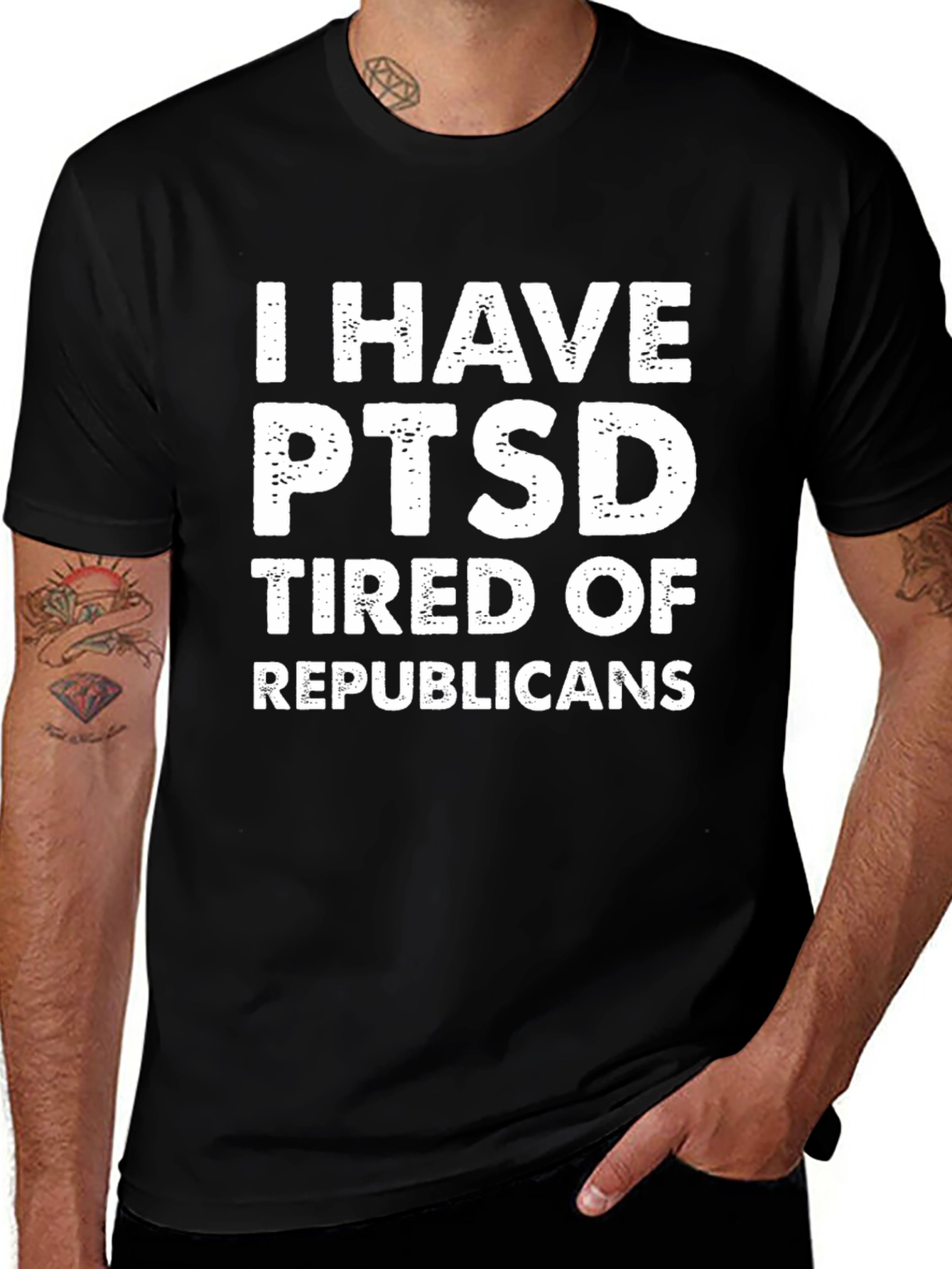 I Have PTSD Tired Of Republicans Black T-Shirt