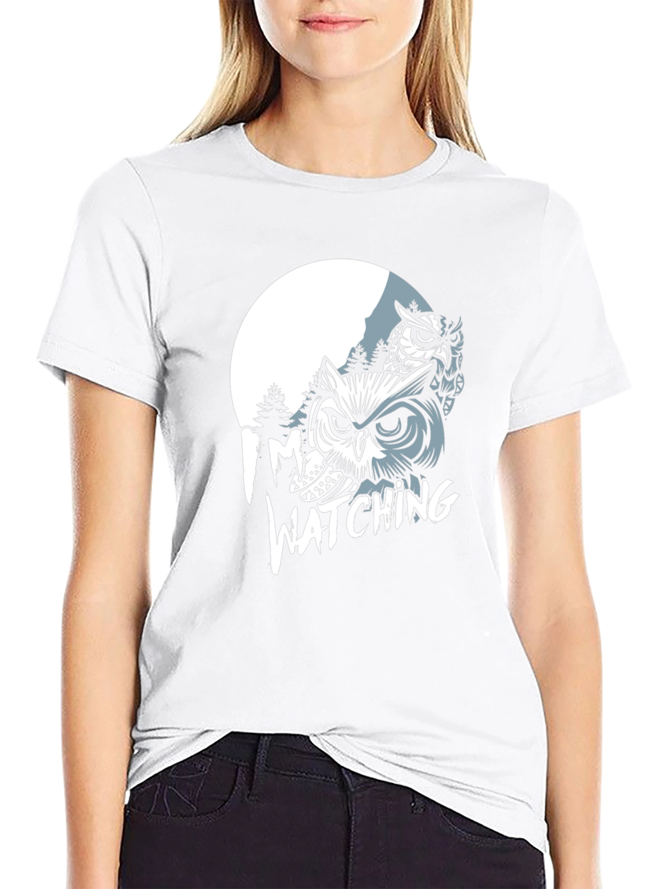 Owl Watching Graphic Print T-Shirt