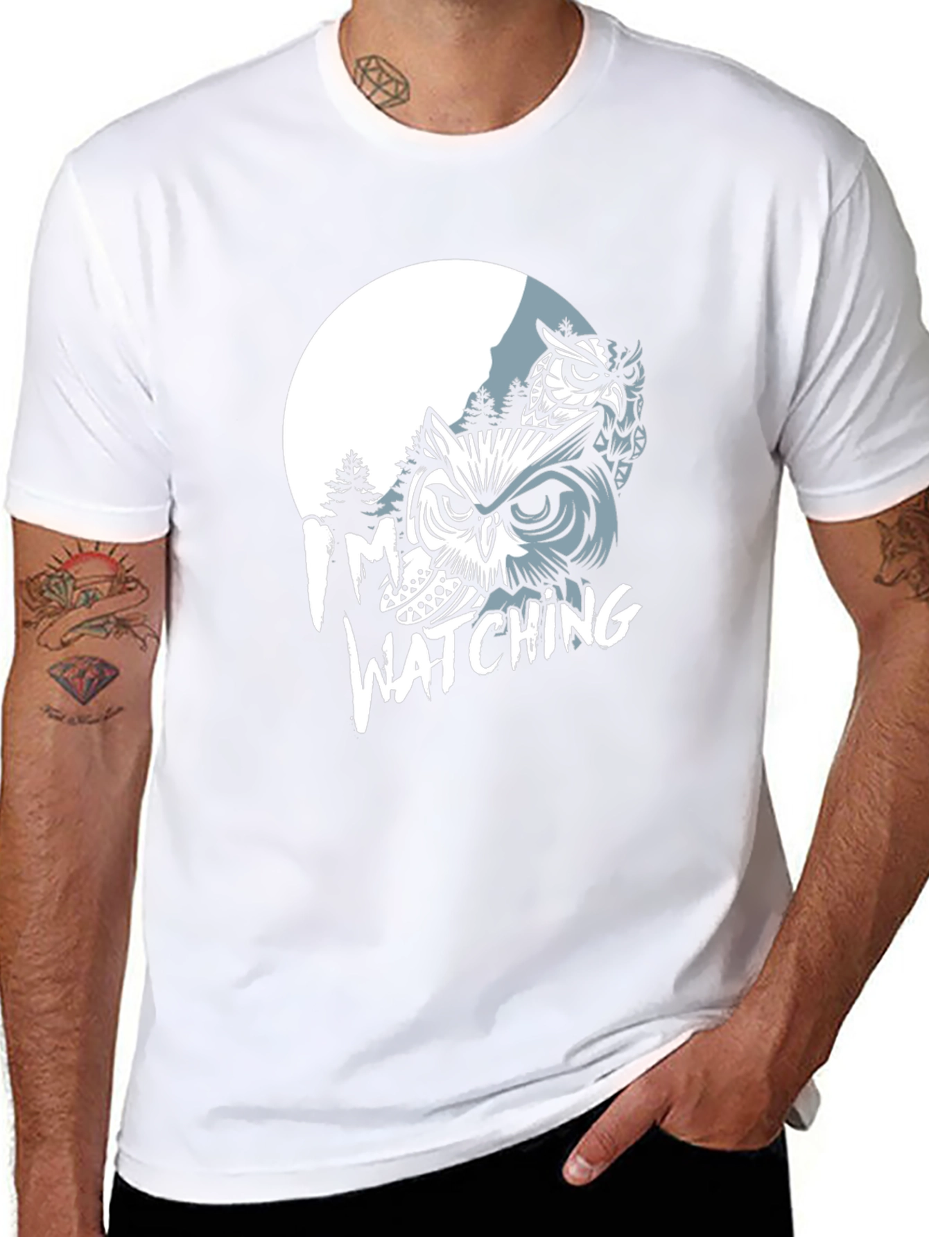 Owl Watching Graphic Print T-Shirt