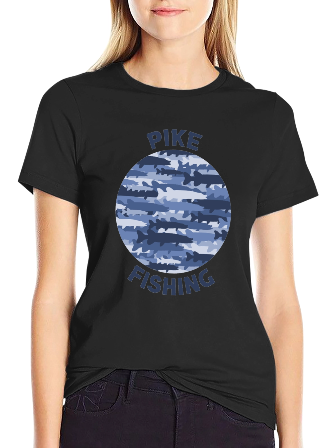 Pike Fishing T-Shirt - Camo Fish Design