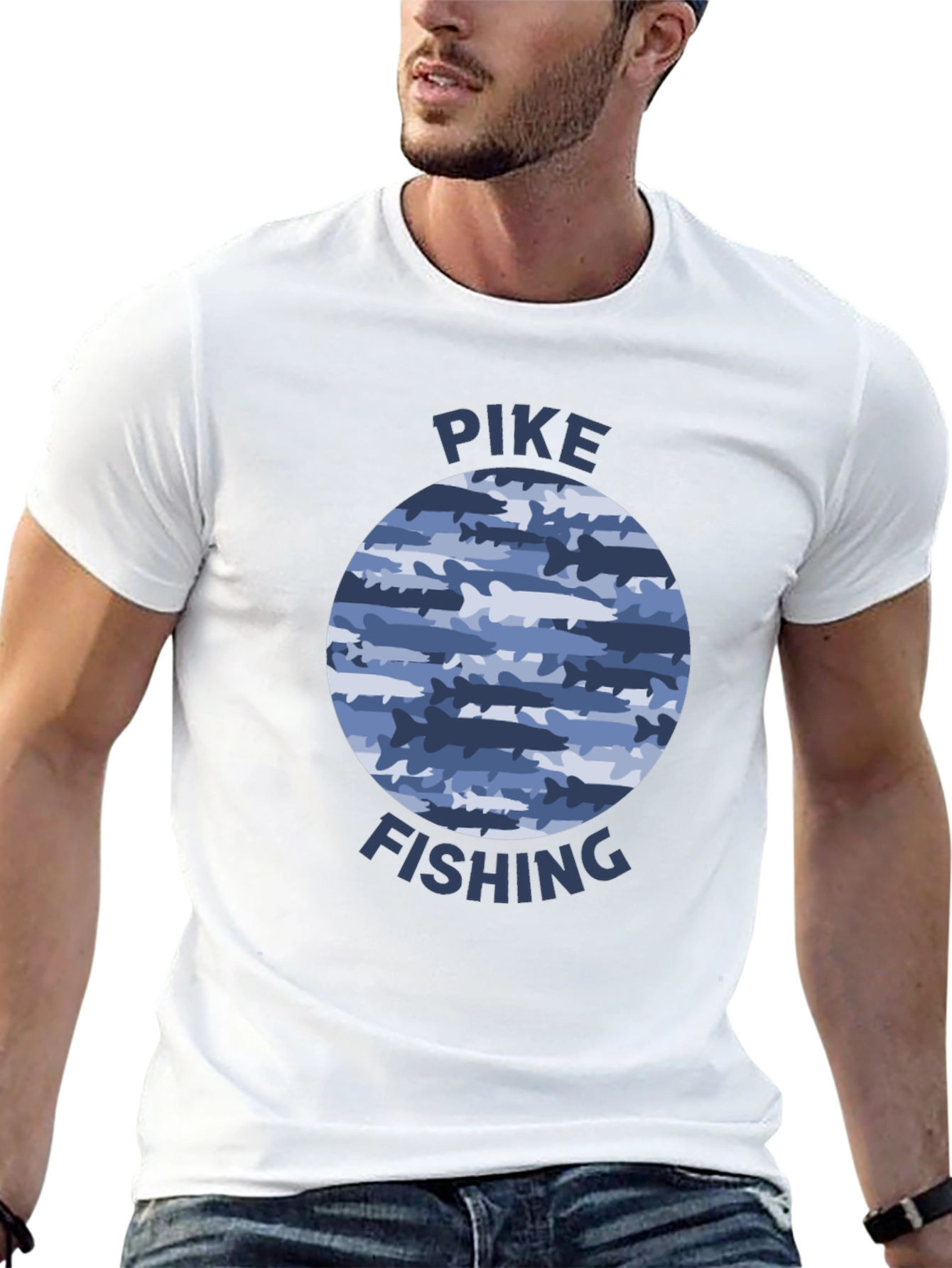 Pike Fishing T-Shirt - Camo Fish Design