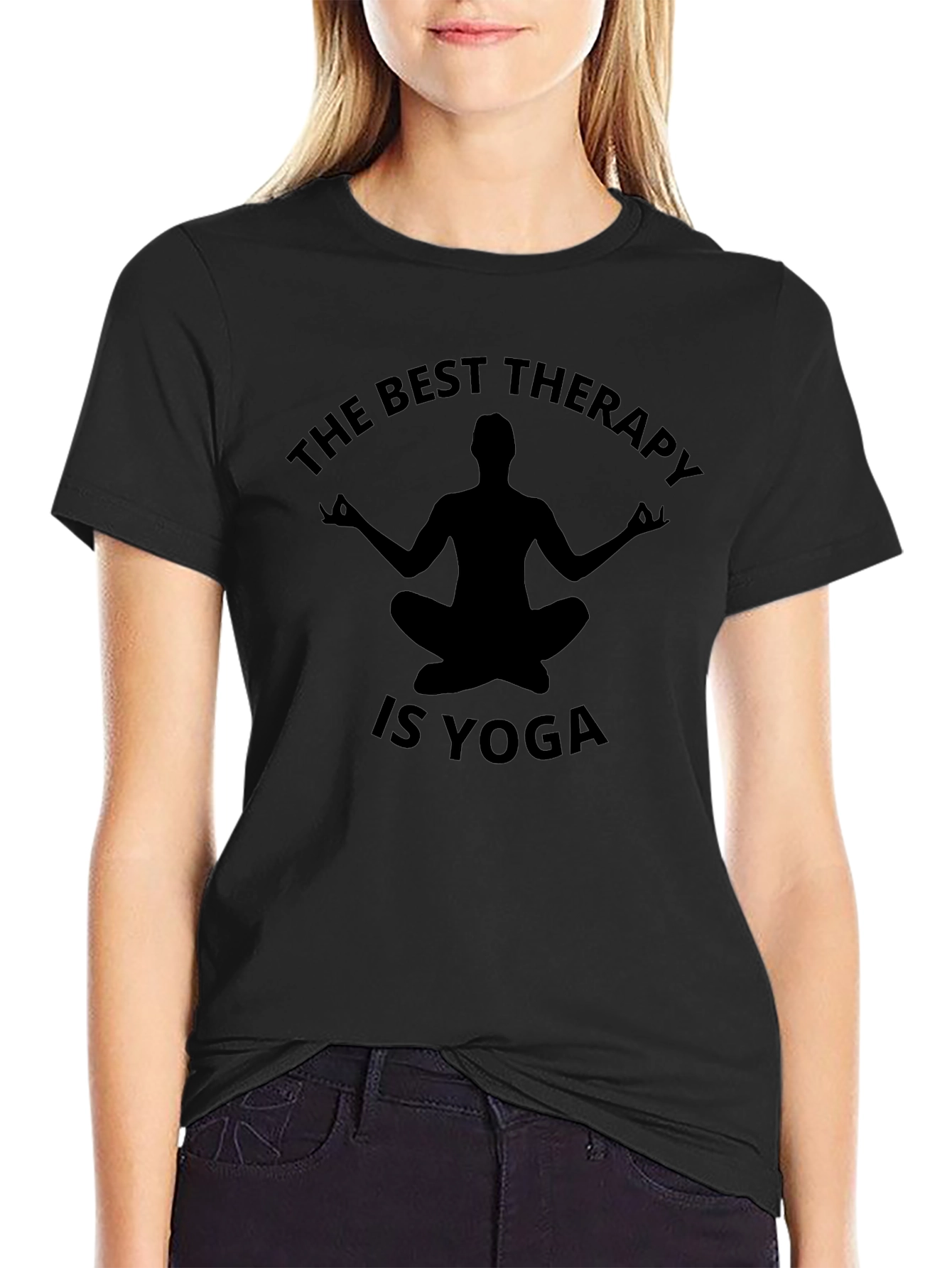 The Best Therapy Is Yoga Mens T-Shirt Black