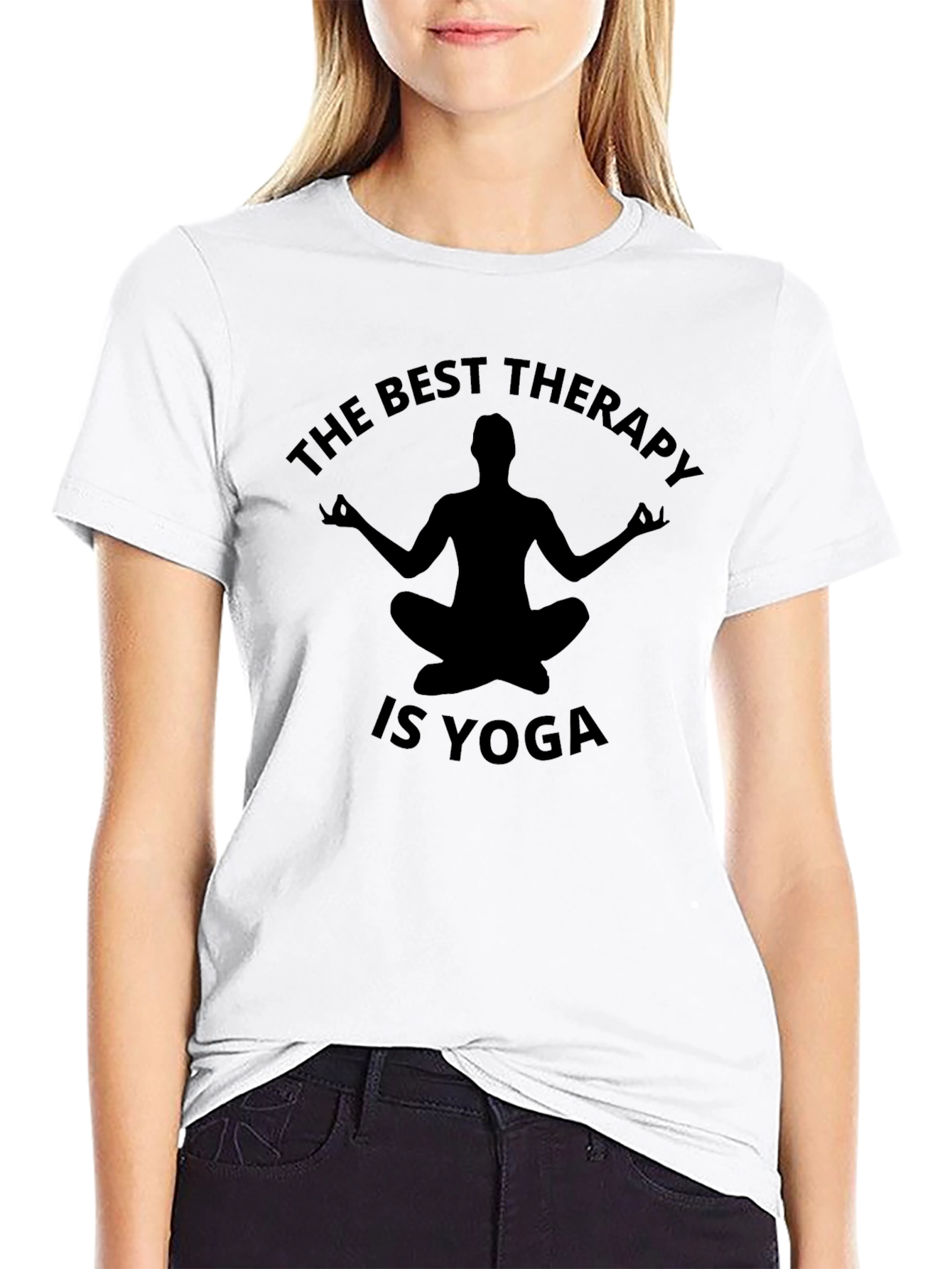The Best Therapy Is Yoga Mens T-Shirt Black