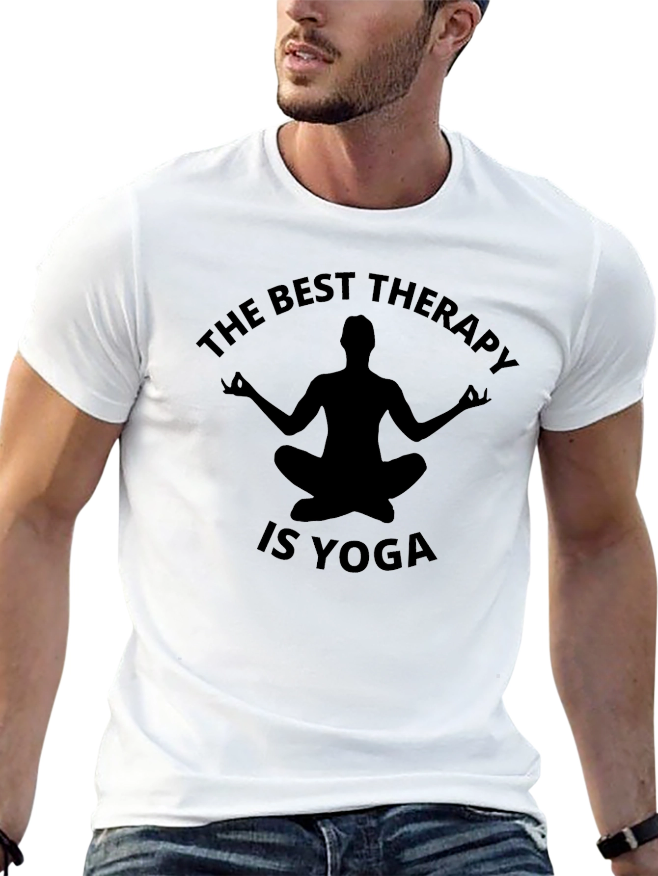 The Best Therapy Is Yoga Mens T-Shirt Black