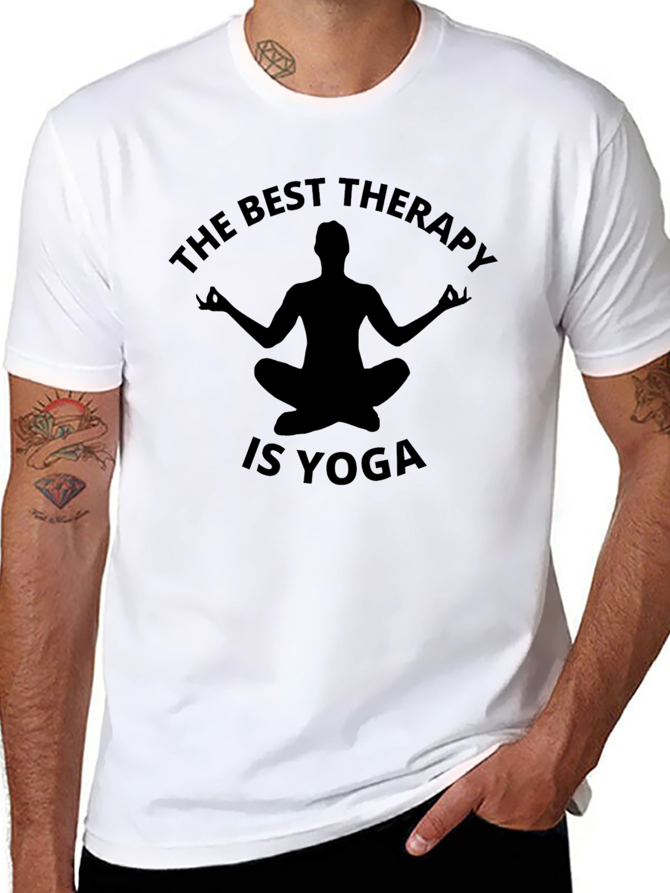 The Best Therapy Is Yoga Mens T-Shirt Black