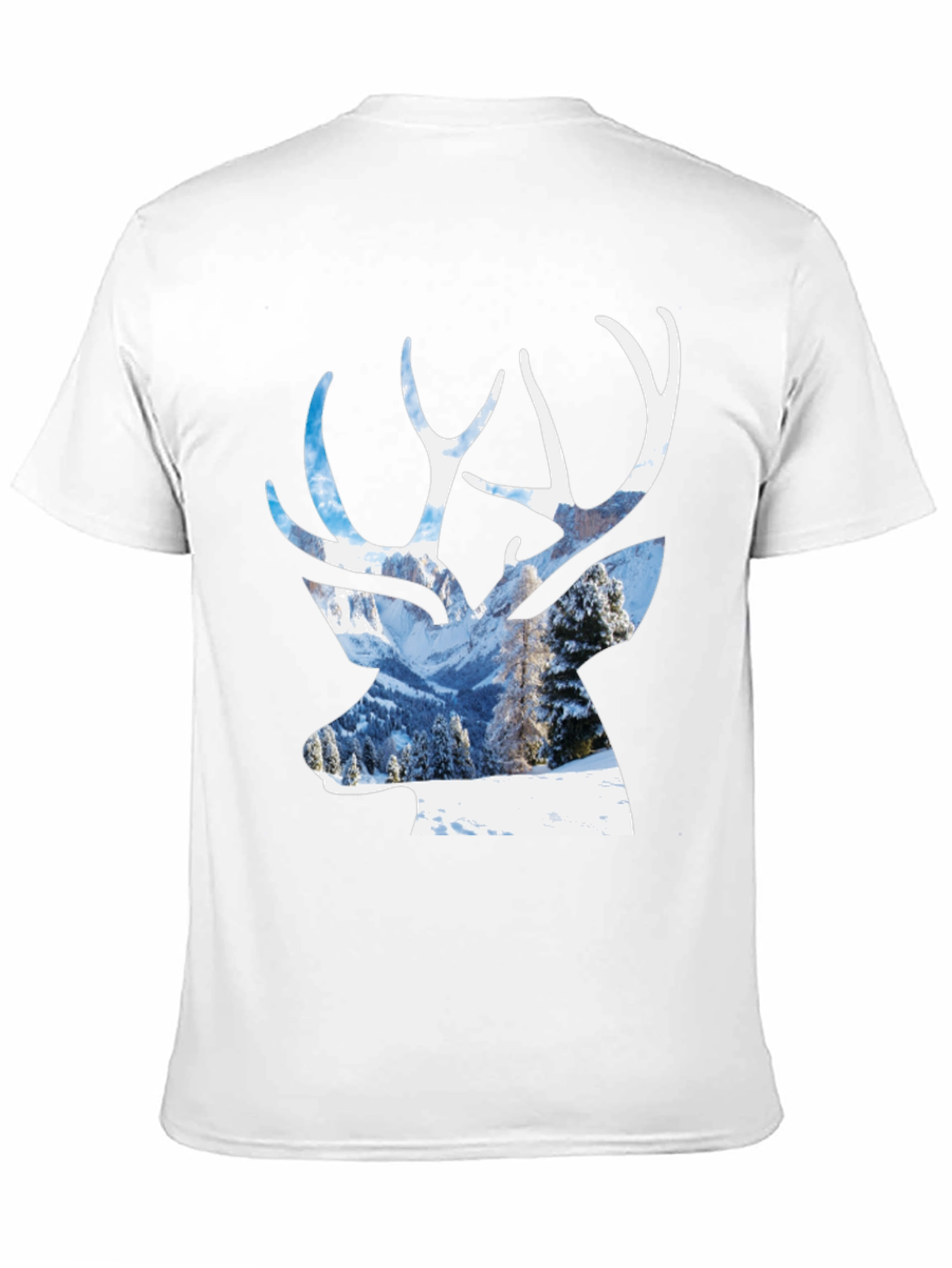 Deer Silhouette Winter Scene Graphic T-Shirt