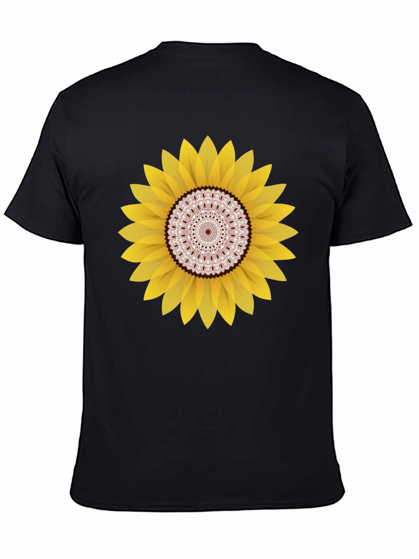 Sunflower Mandala Graphic Black T-Shirt