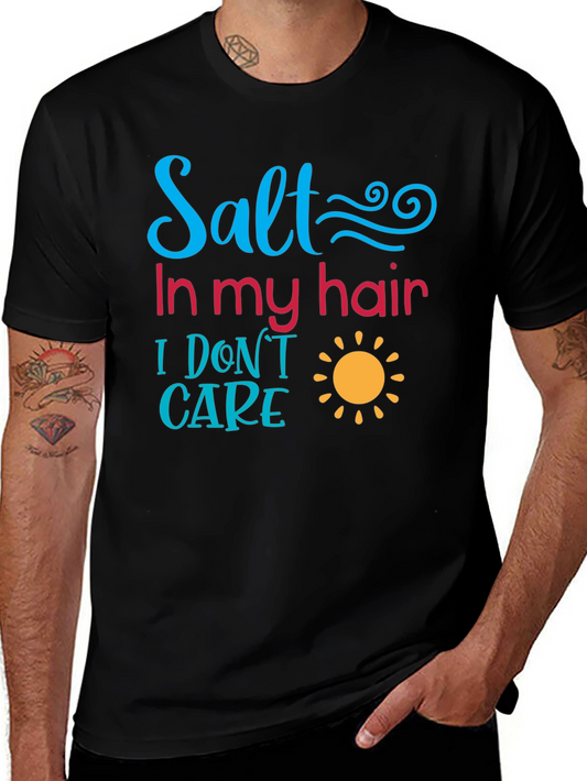 Salt in My Hair Graphic Tee - Black Cotton Casual T-Shirt