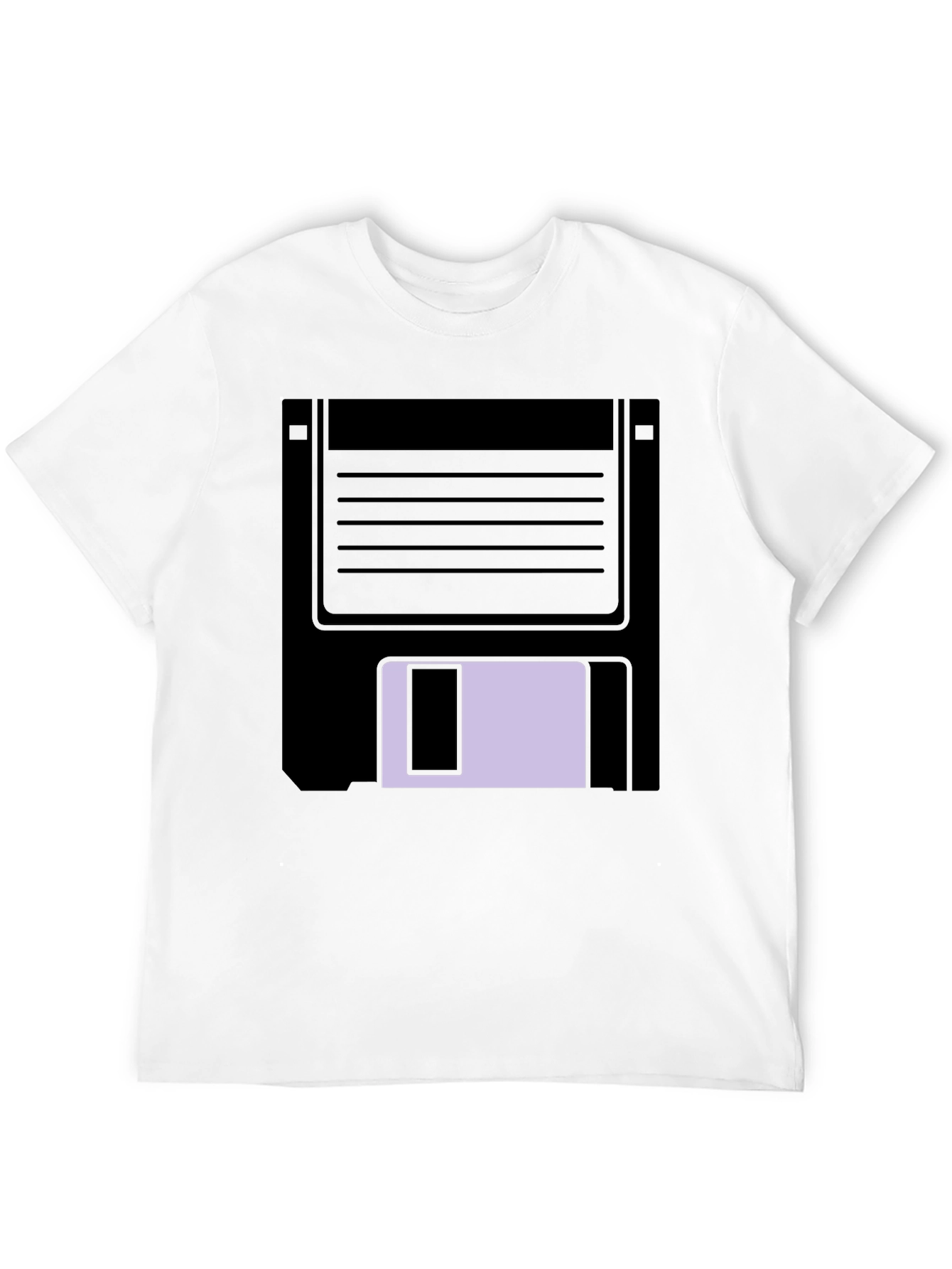 Retro Floppy Disk Graphic Tee - Black Casual T-Shirt