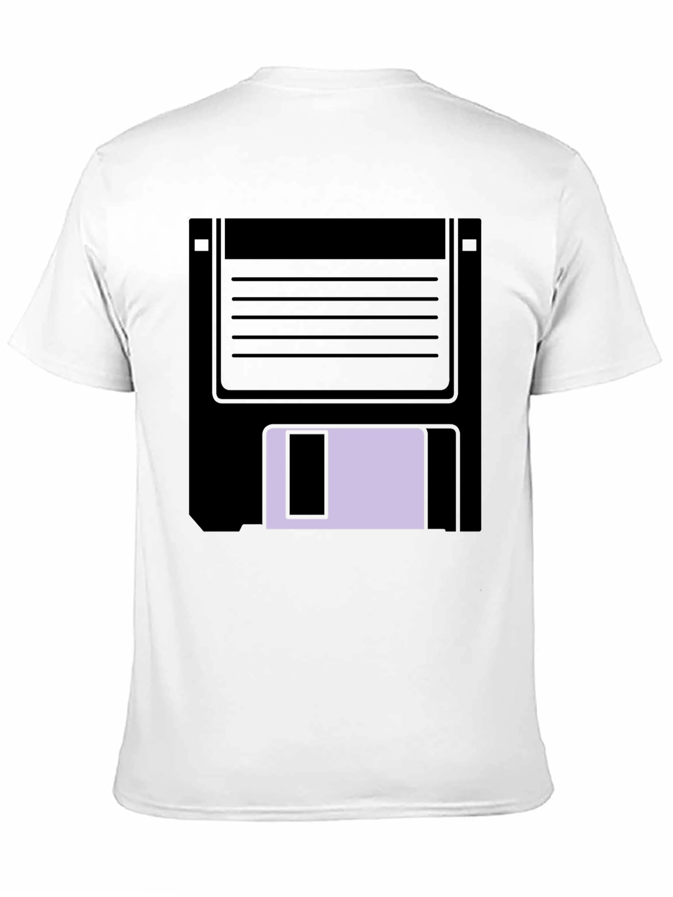 Retro Floppy Disk Graphic Tee - Black Casual T-Shirt