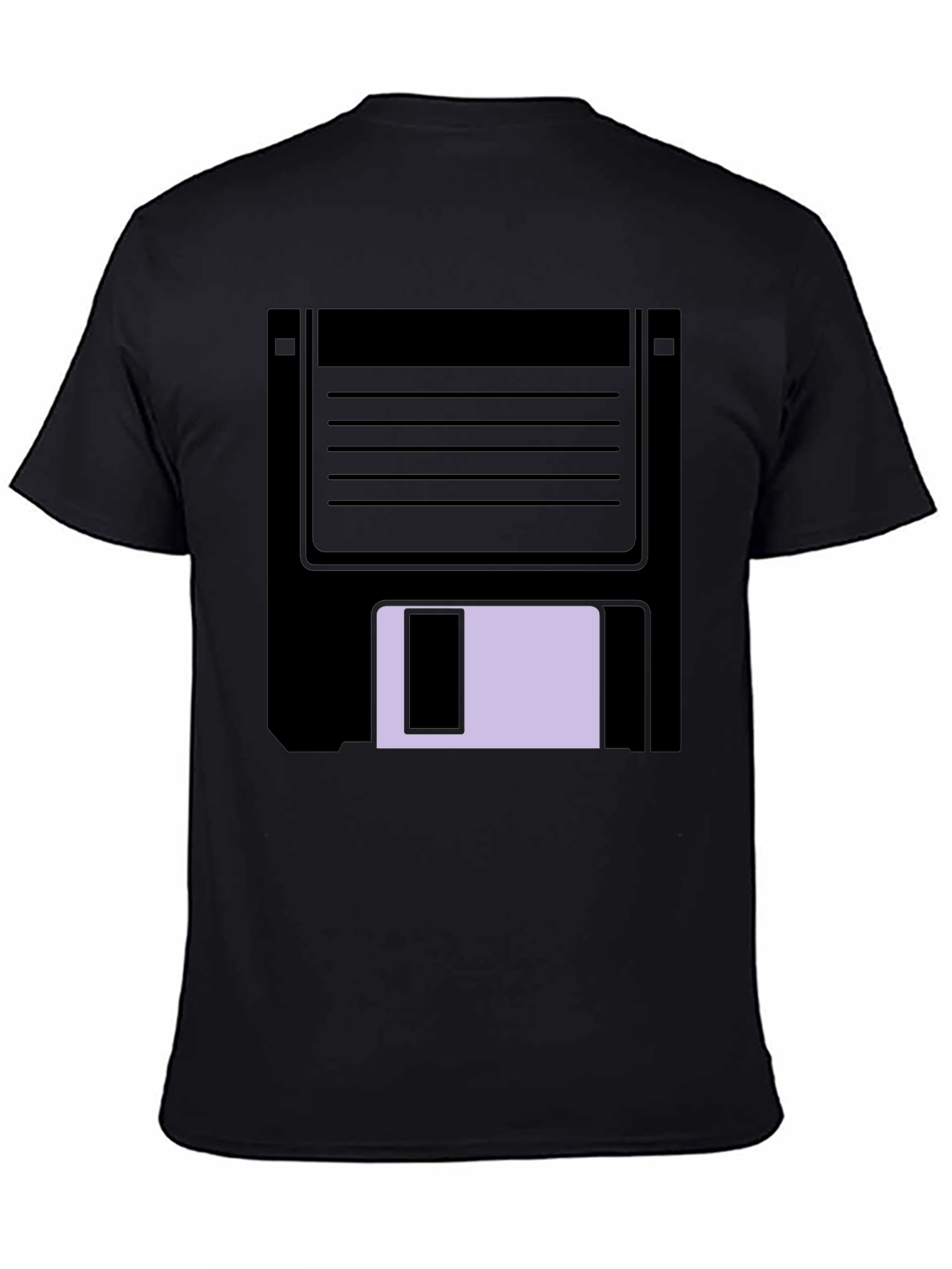 Retro Floppy Disk Graphic Tee - Black Casual T-Shirt