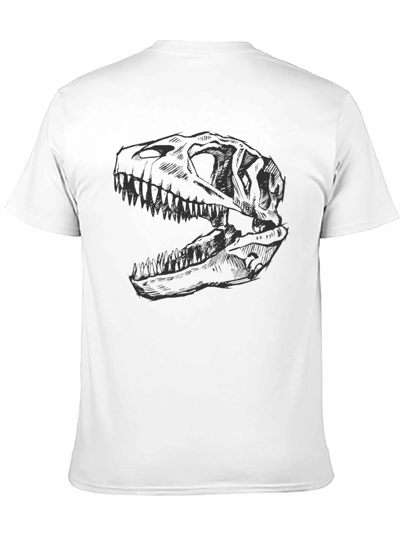 Dinosaur Skull Graphic Tee - Black Cotton T-Shirt