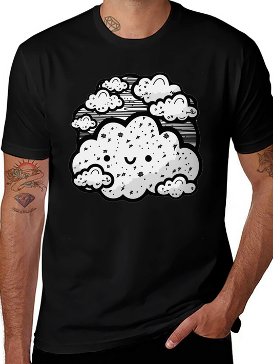 Cute Cloud Graphic Black T-Shirt