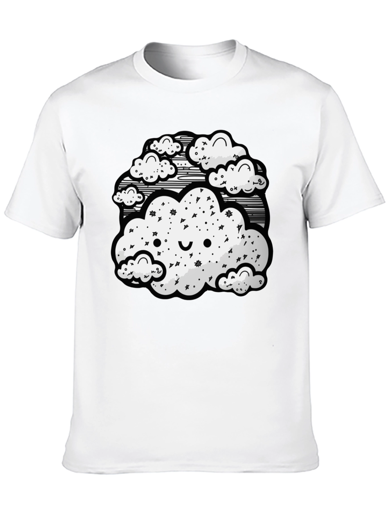 Cute Cloud Graphic Black T-Shirt