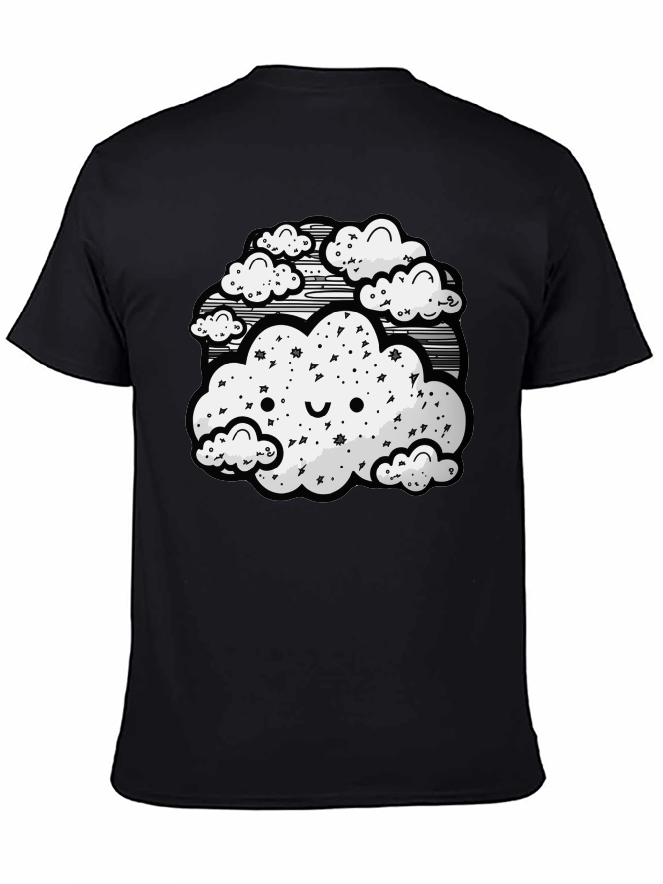 Cute Cloud Graphic Black T-Shirt