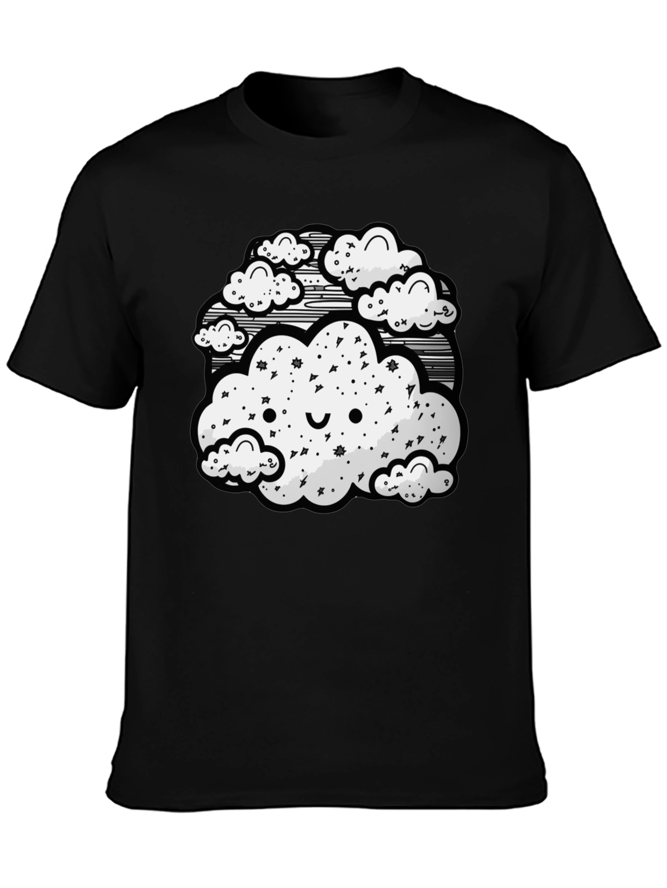 Cute Cloud Graphic Black T-Shirt