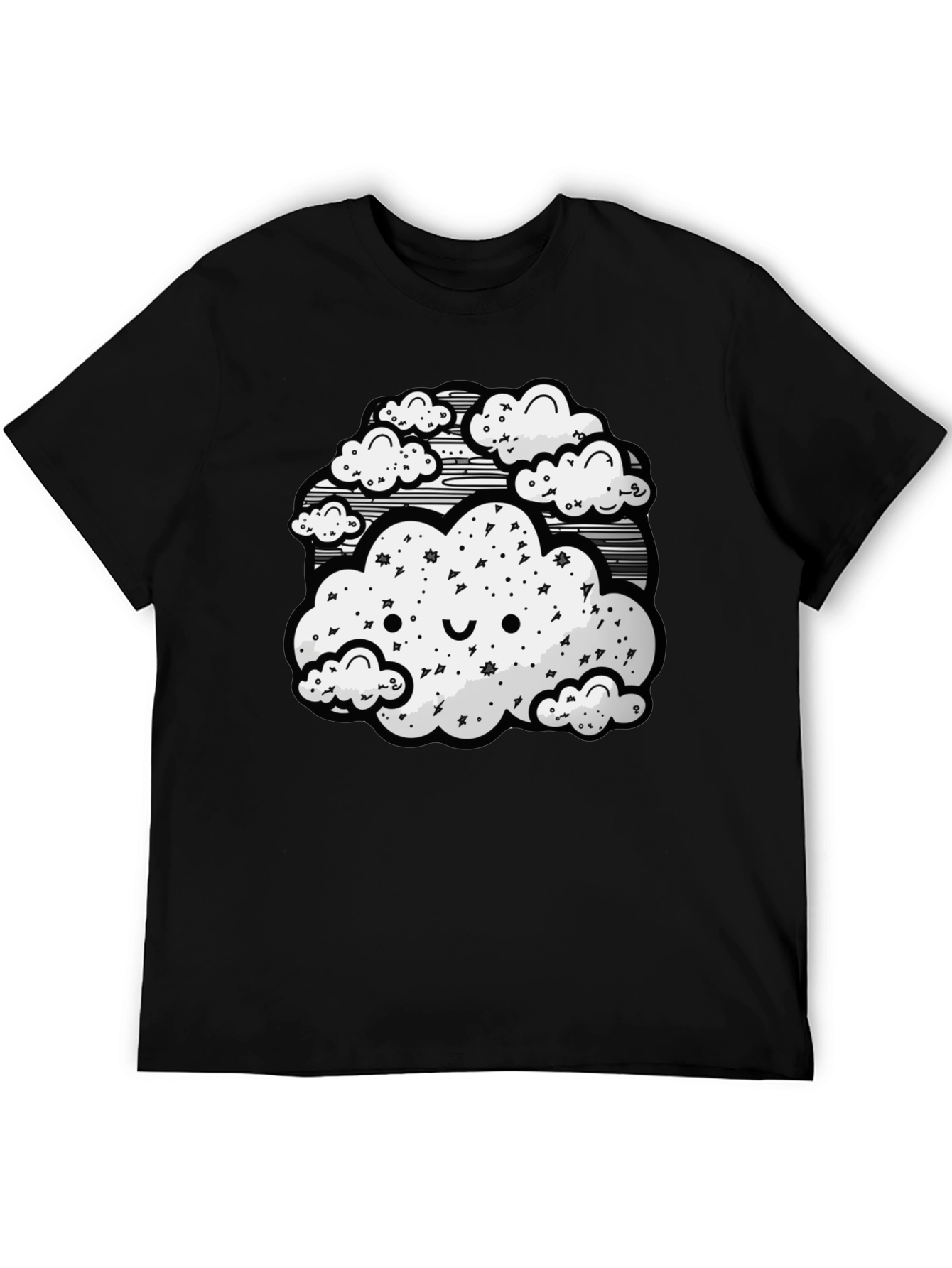 Cute Cloud Graphic Black T-Shirt