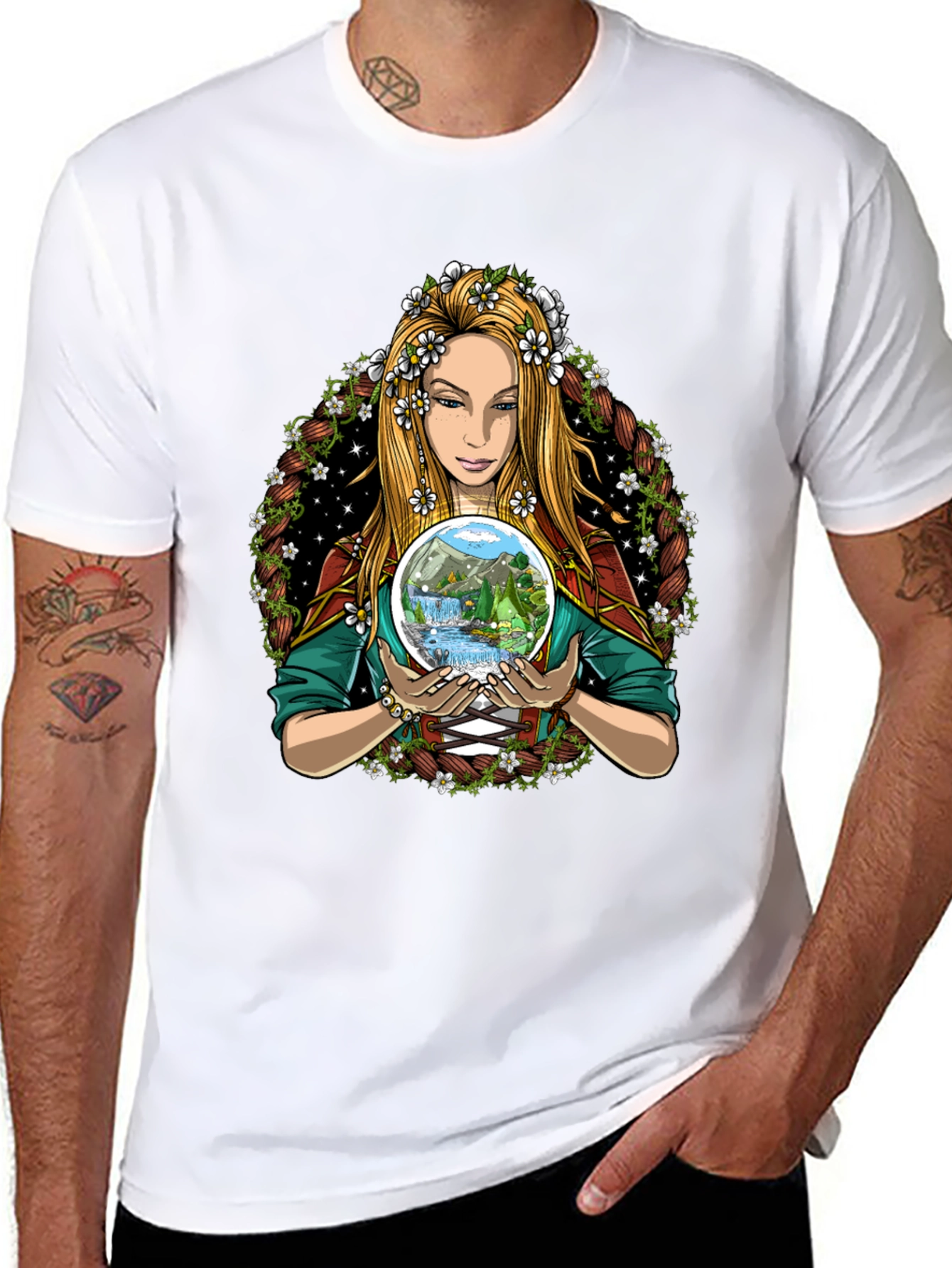 Nature Goddess Graphic Tee - Mystical Earth Lover Shirt