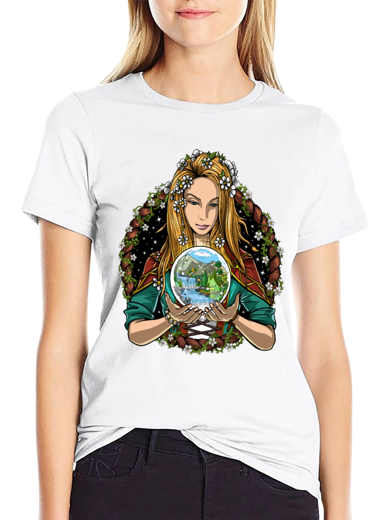 Nature Goddess Graphic Tee - Mystical Earth Lover Shirt