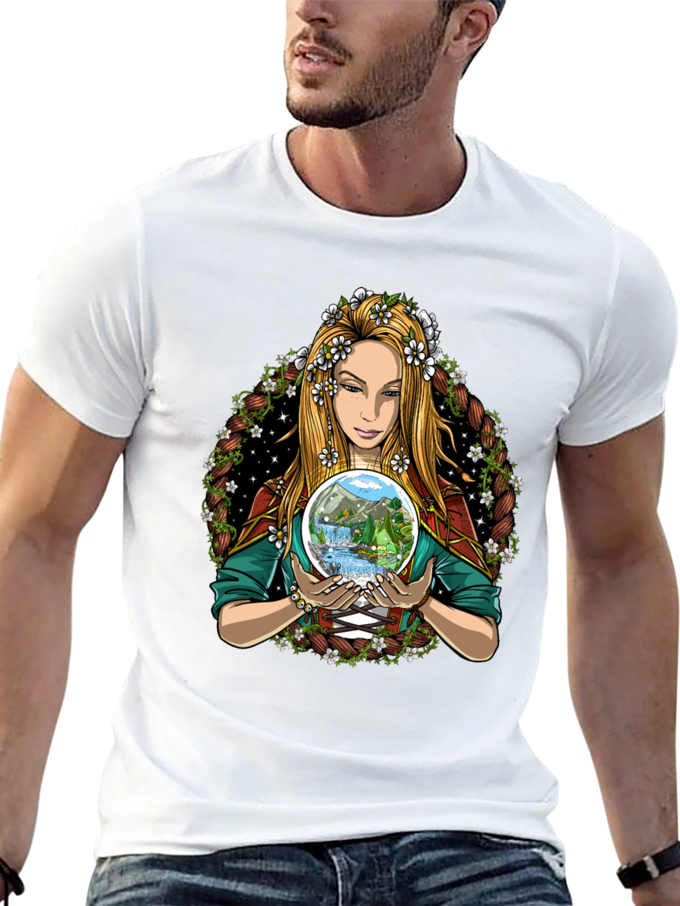 Nature Goddess Graphic Tee - Mystical Earth Lover Shirt
