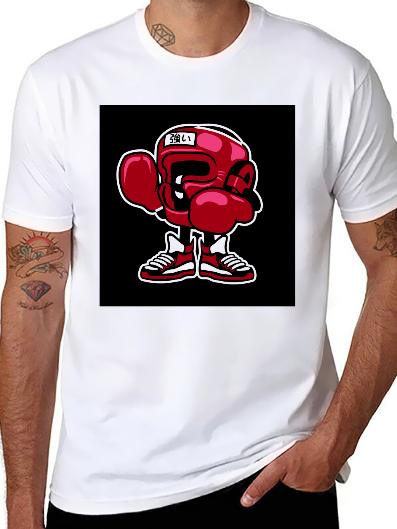 Boxing Cartoon Graphic Black Tee