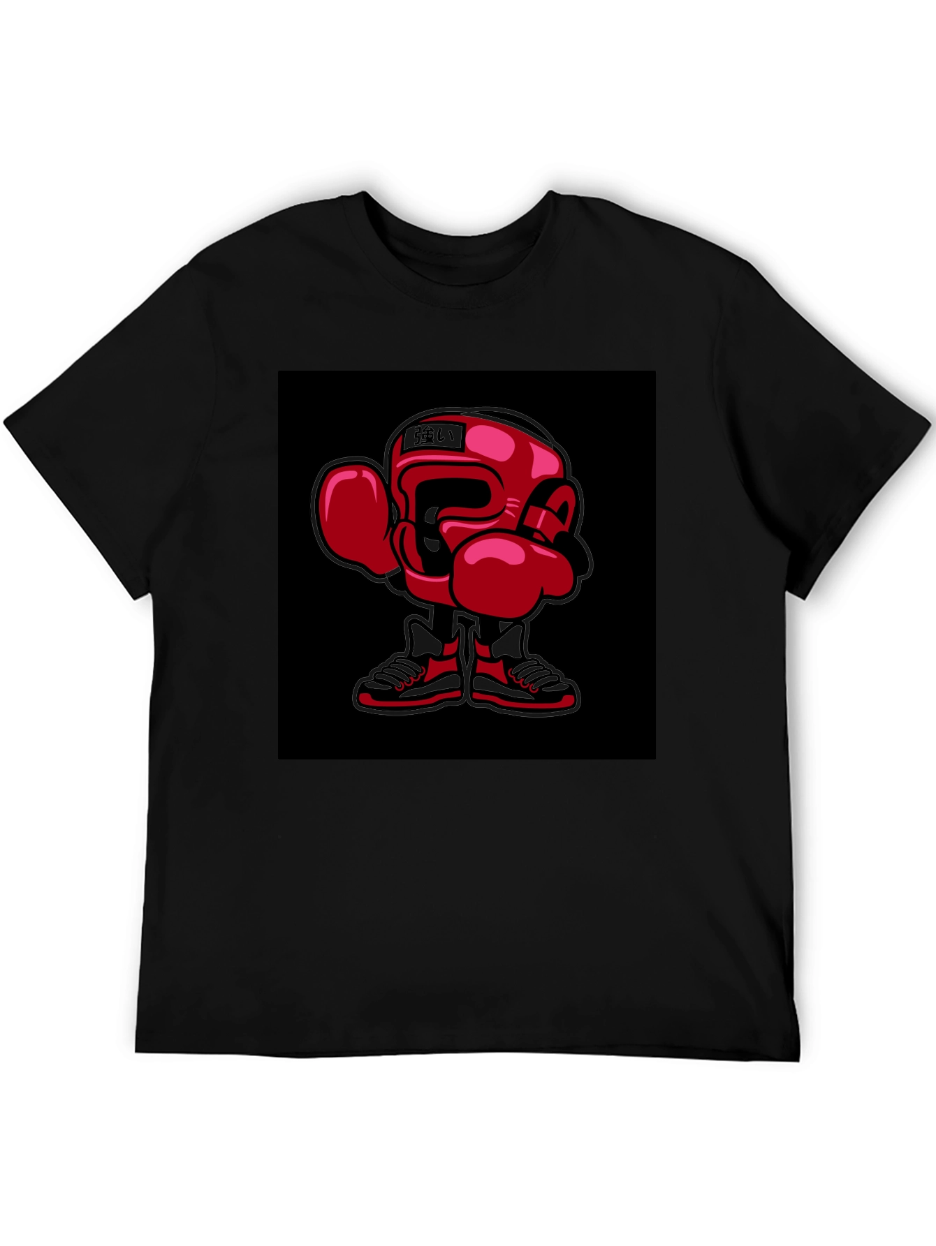Boxing Cartoon Graphic Black Tee