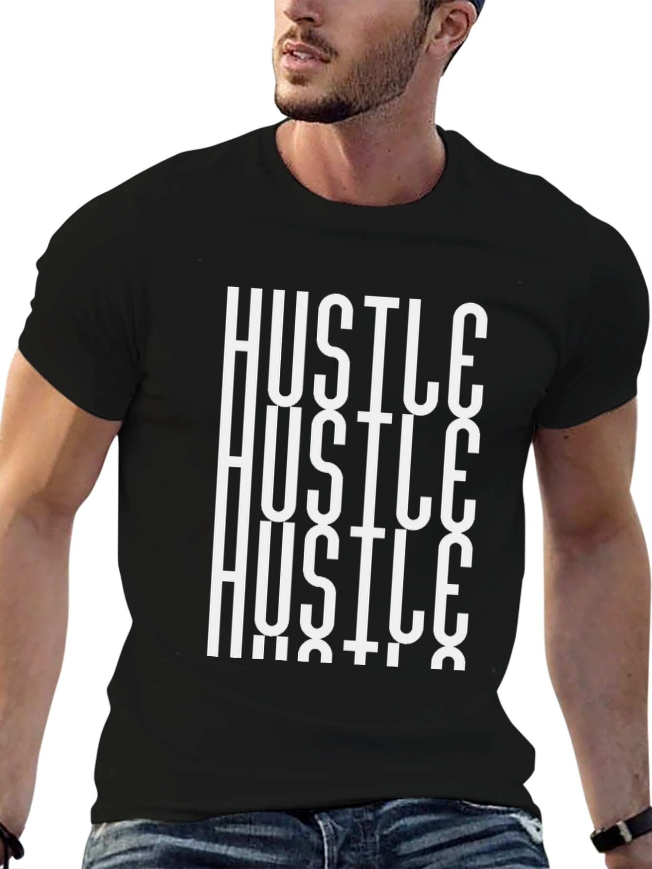 Hustle Graphic Tee - Black Casual T-Shirt