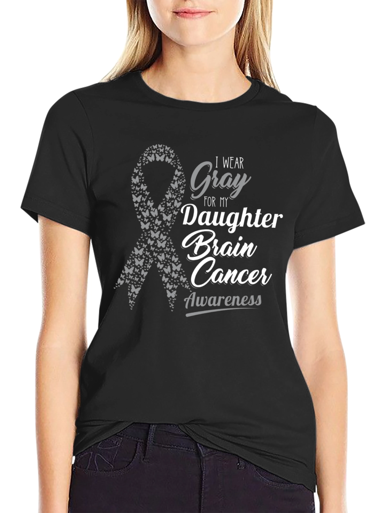 Gray Brain Cancer Awareness T-Shirt
