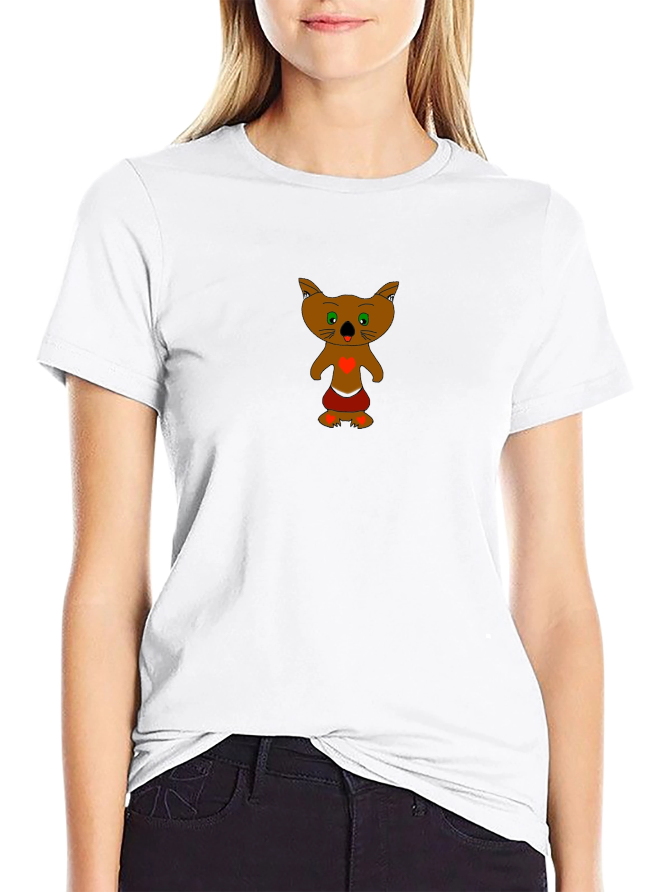 Black T-Shirt with Cartoon Koala Design
