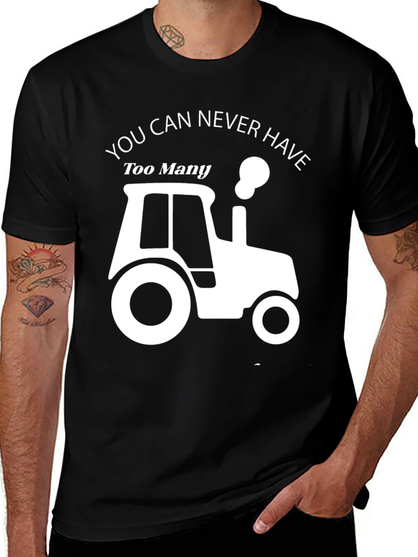 Too Many Tractors Black Graphic Tee