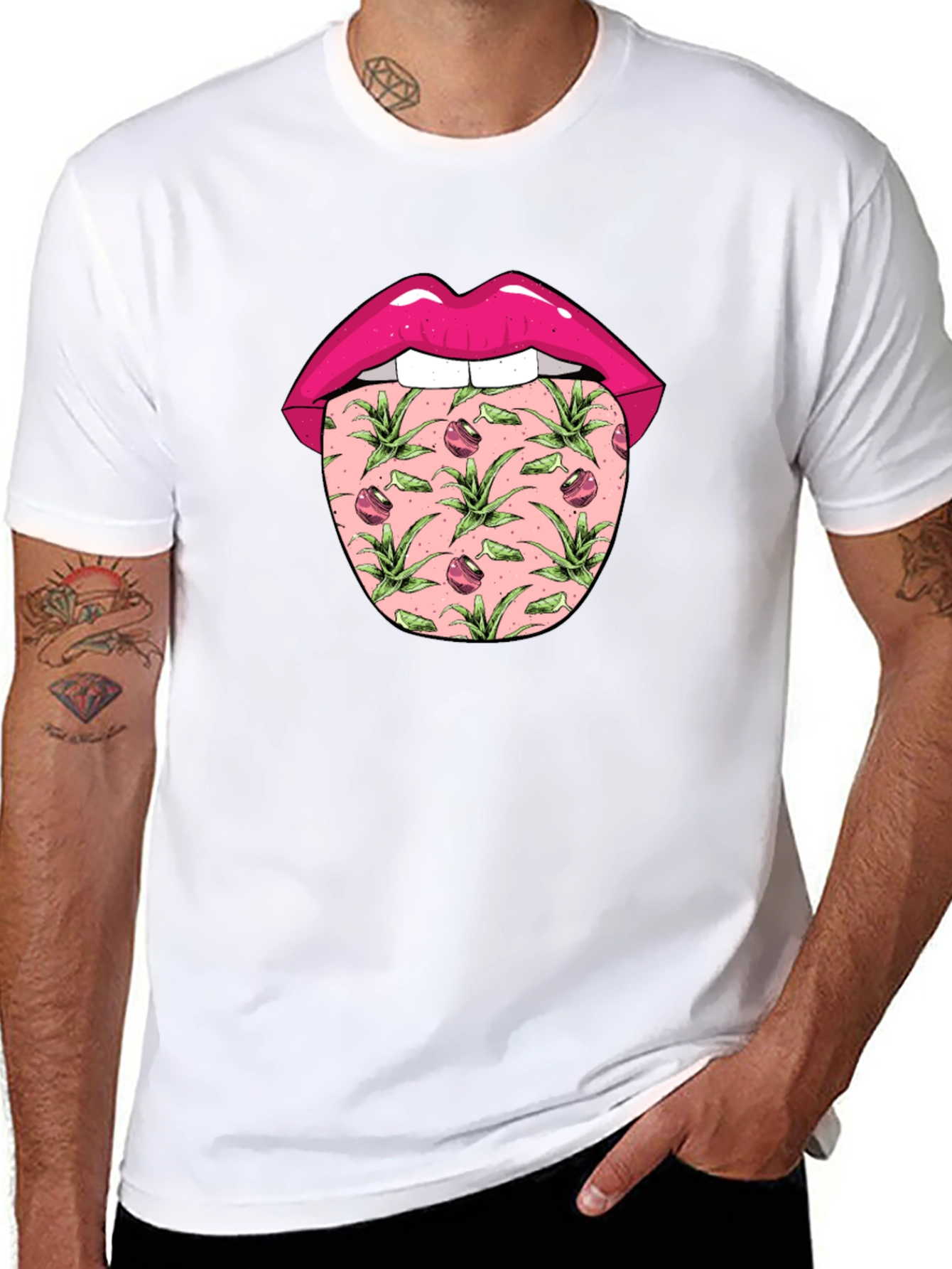 Lips & Tongue Graphic Tee - Black Cotton Blend