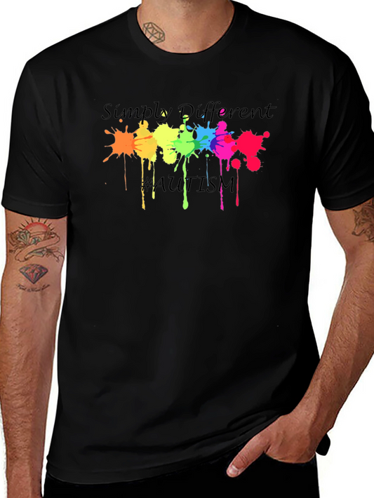 Autism Awareness Tee - Simply Different Colorful Splatter T-Shirt