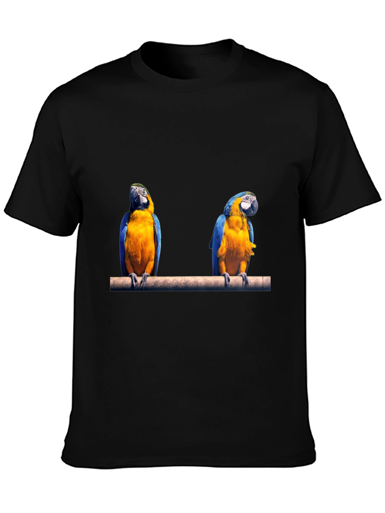 Parrot Print Black T-Shirt