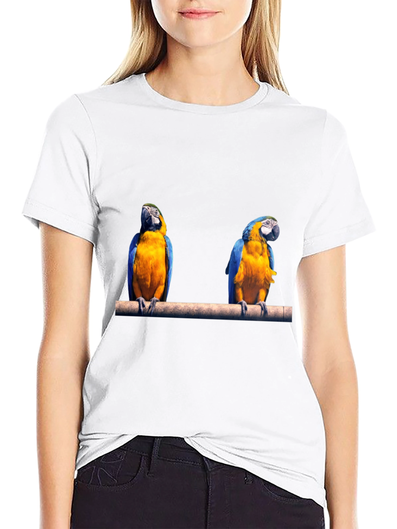 Parrot Print Black T-Shirt