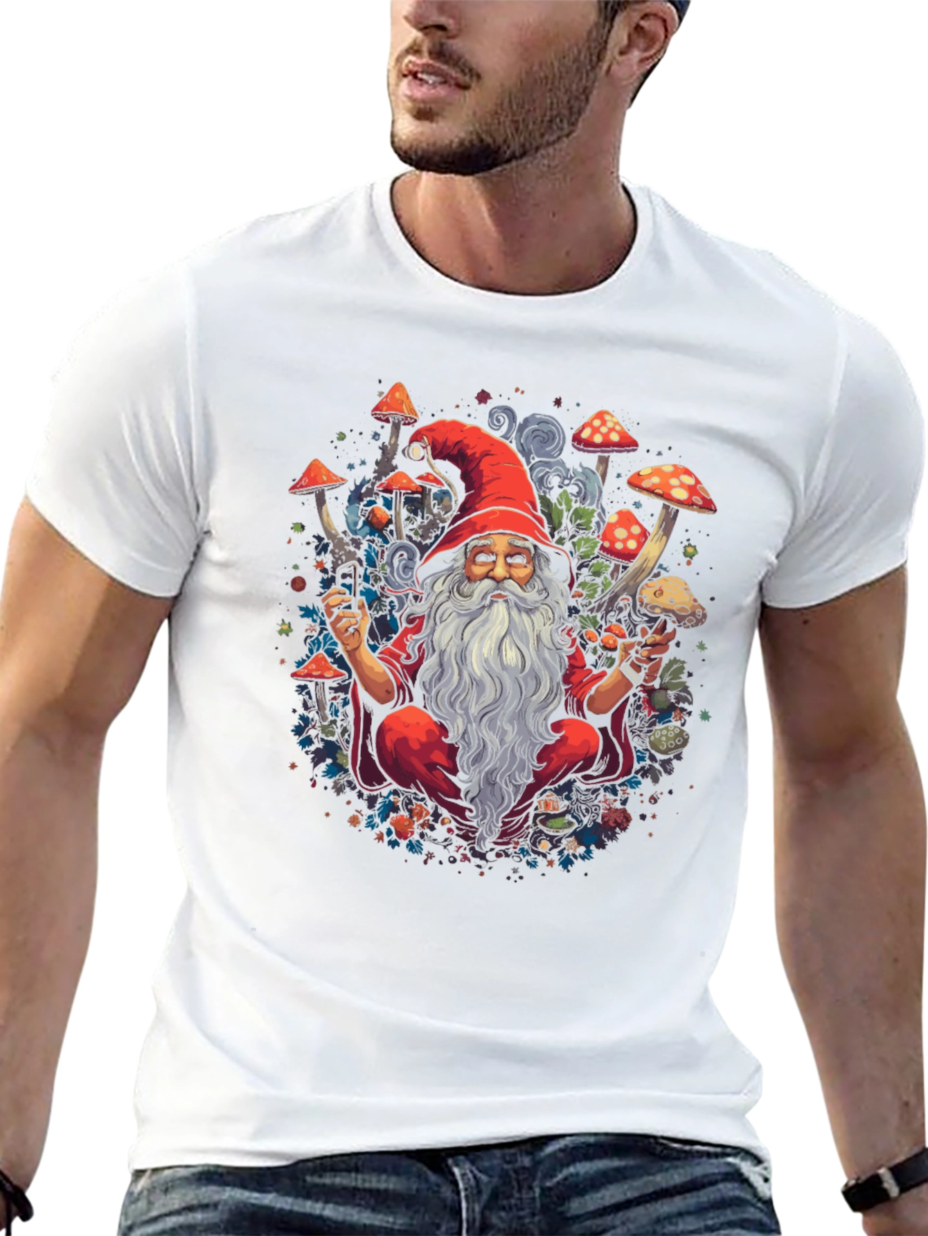 Wizard with Mushrooms Graphic Tee