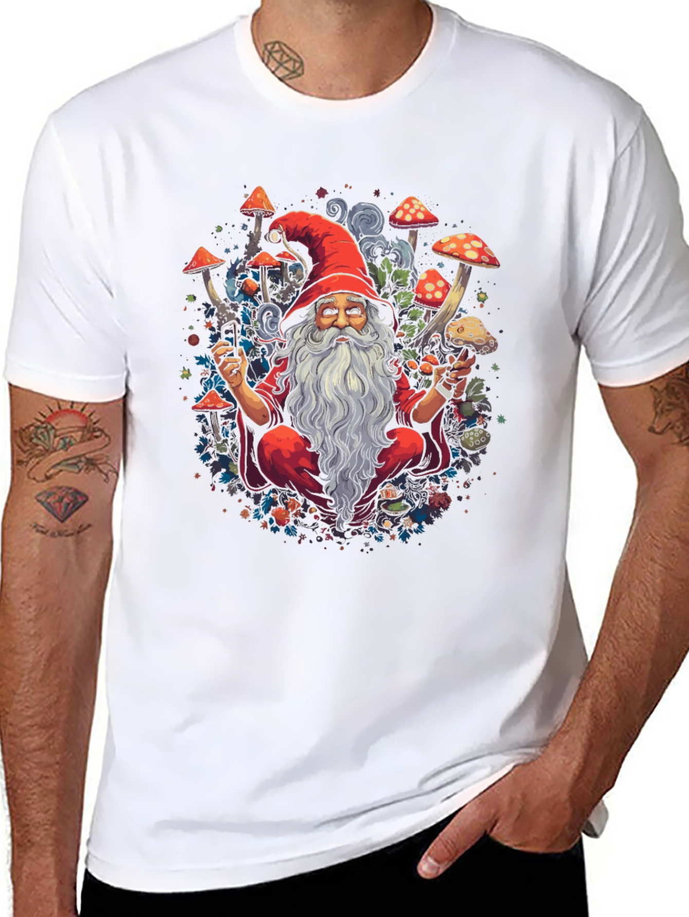 Wizard with Mushrooms Graphic Tee