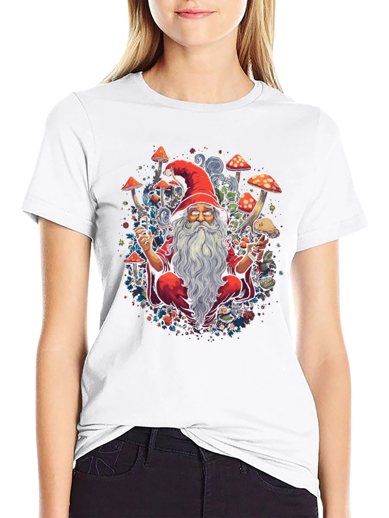 Wizard with Mushrooms Graphic Tee