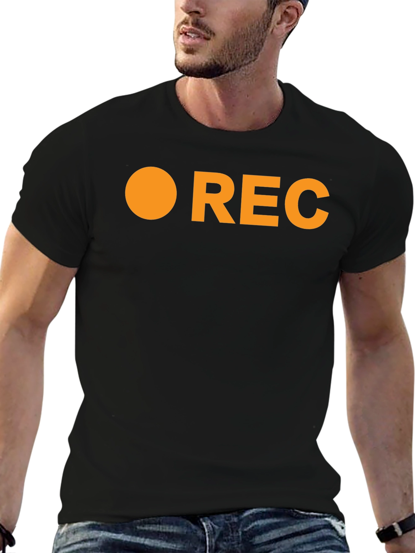 Retro REC T-Shirt - Black Crew Neck Tee