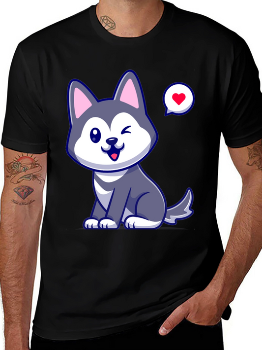 Cute Husky Love Mens Graphic Tee