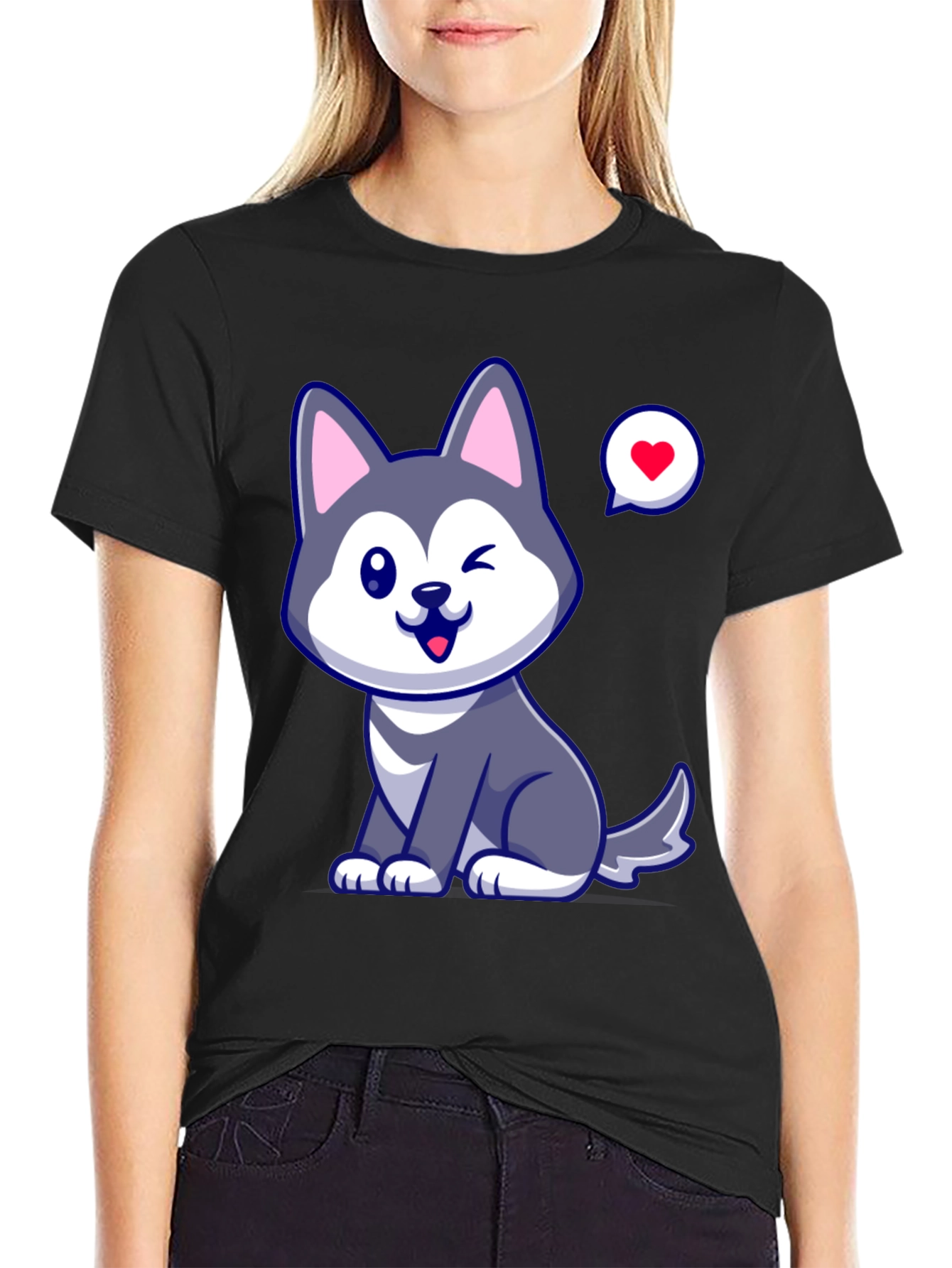 Cute Husky Love Mens Graphic Tee