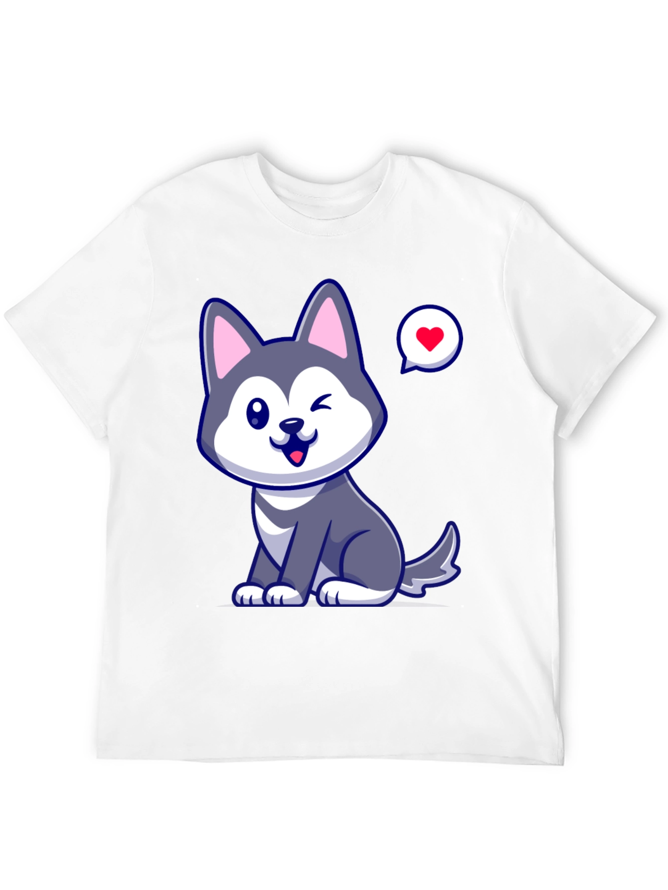 Cute Husky Love Mens Graphic Tee