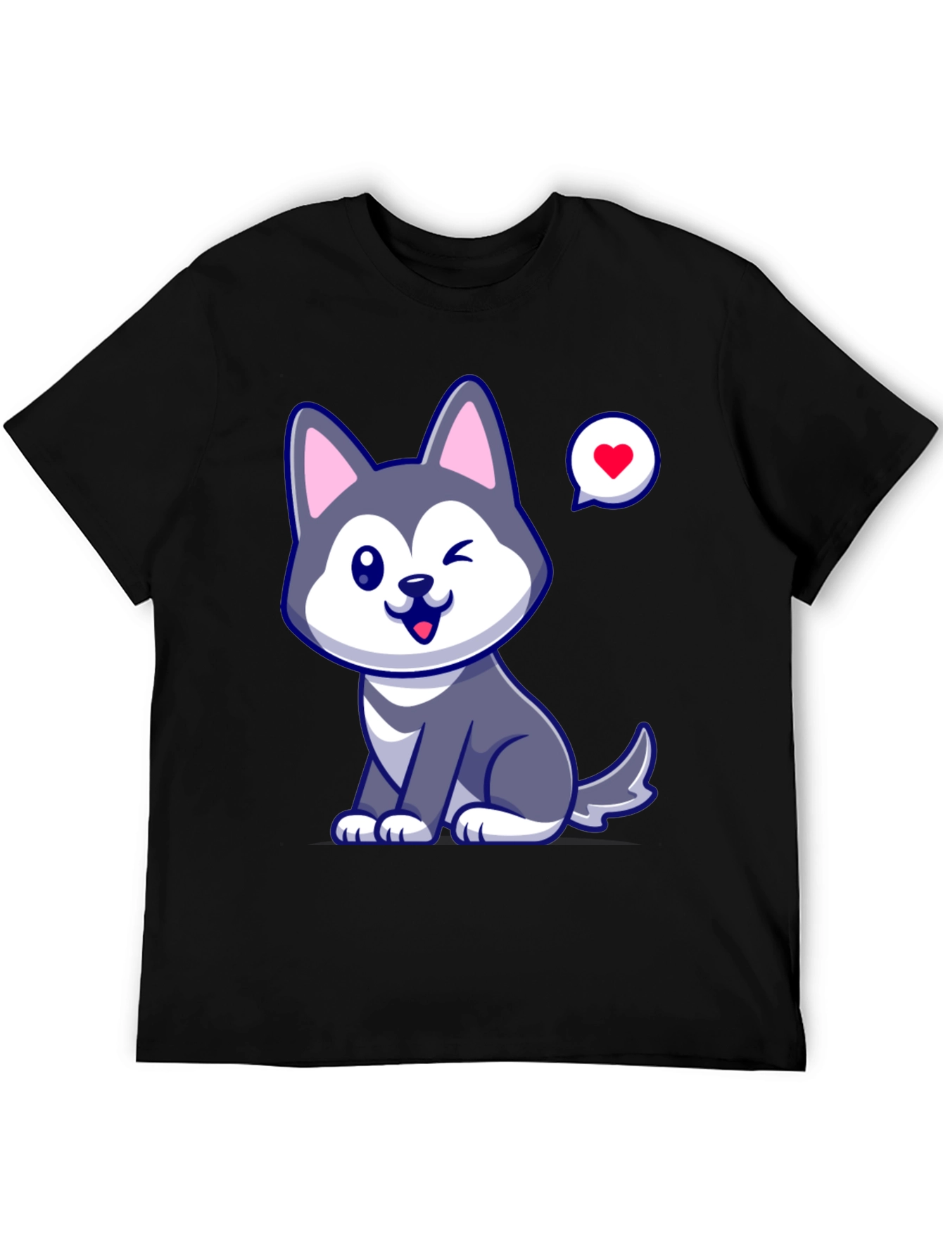 Cute Husky Love Mens Graphic Tee