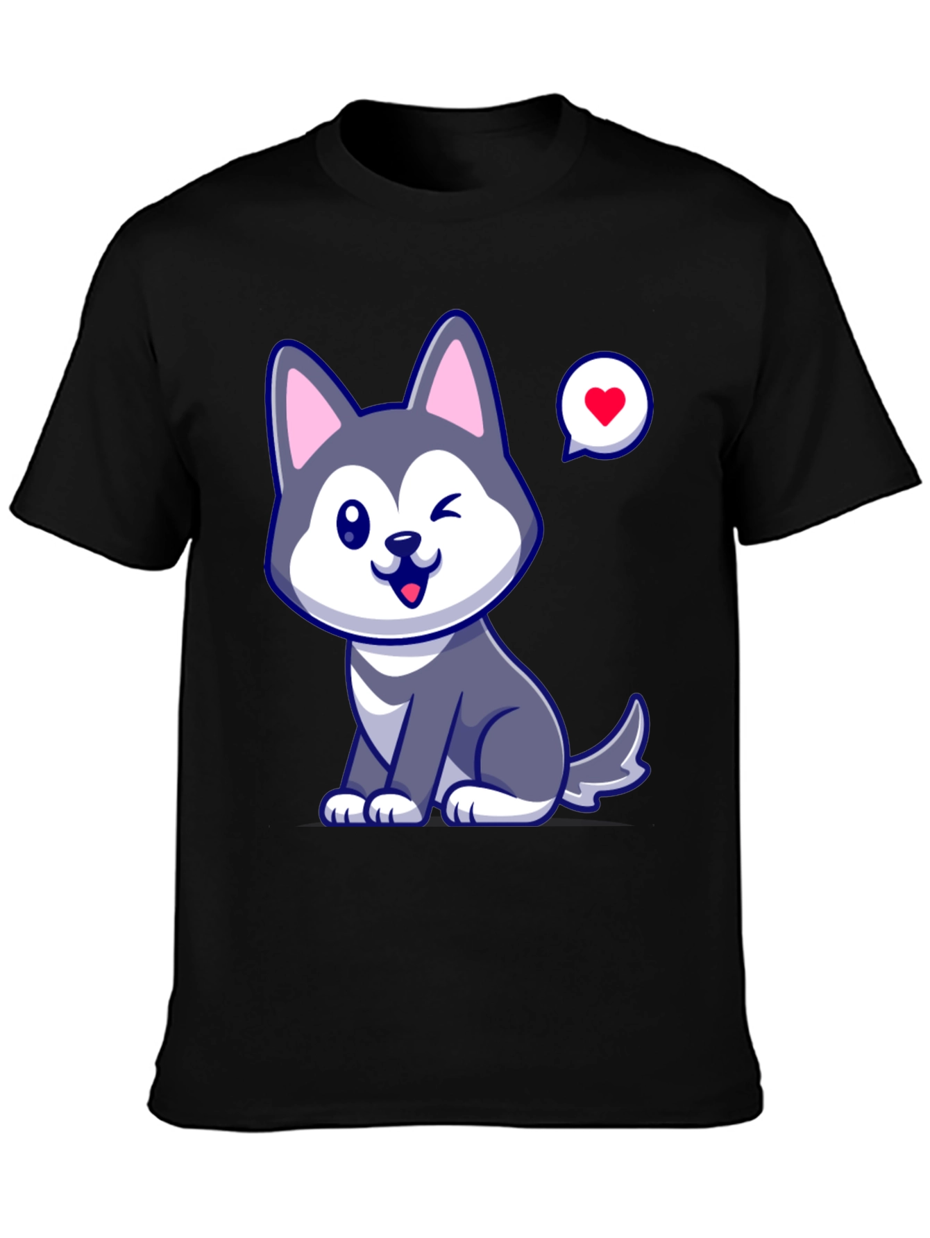 Cute Husky Love Mens Graphic Tee
