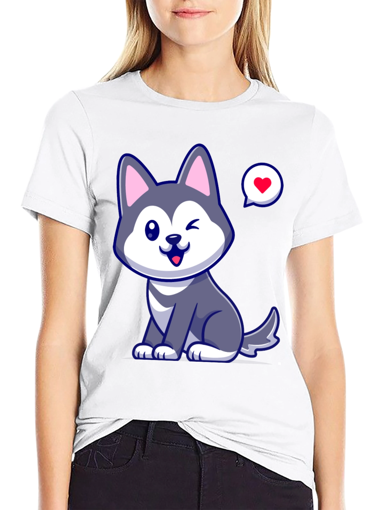Cute Husky Love Mens Graphic Tee