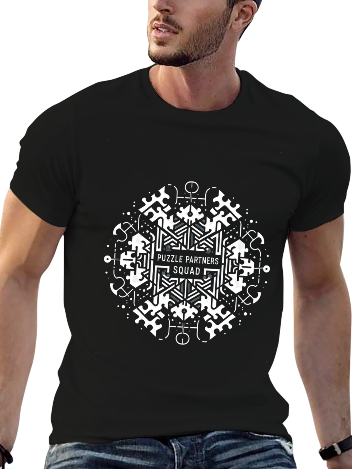 Puzzle Partners Squad Black Graphic Tee