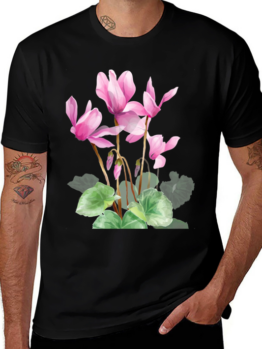 Floral Print Black T-Shirt - Stylish Botanical Design