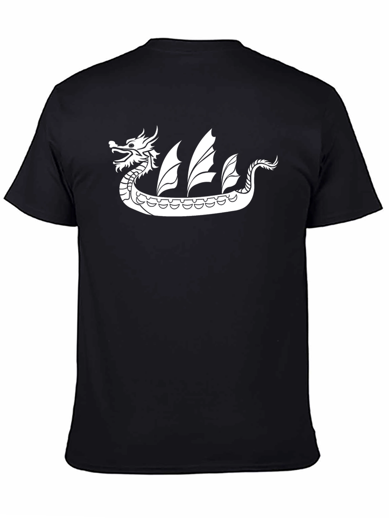 Dragon Boat Graphic Tee - Black Cotton