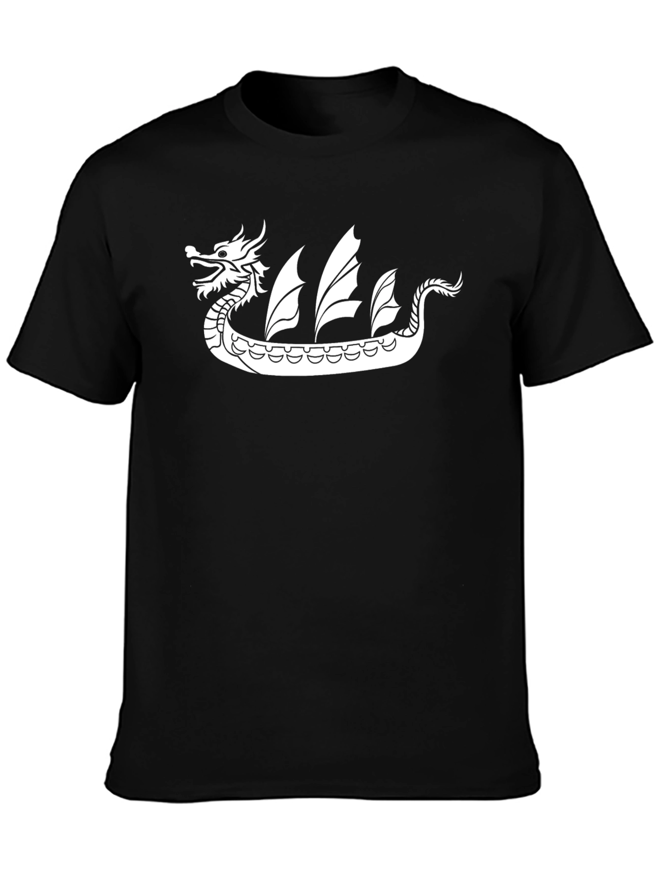 Dragon Boat Graphic Tee - Black Cotton