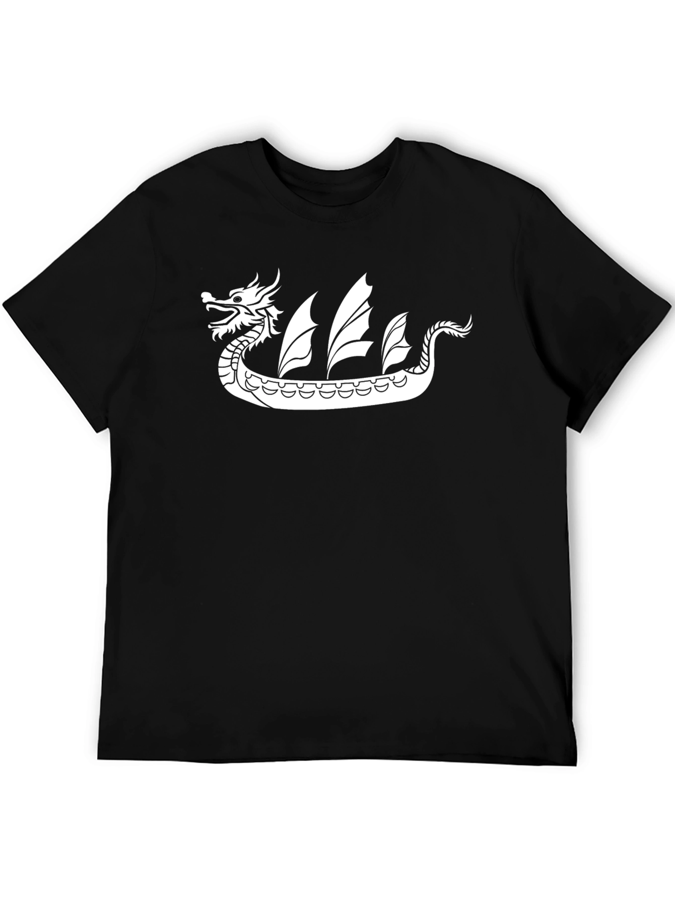 Dragon Boat Graphic Tee - Black Cotton