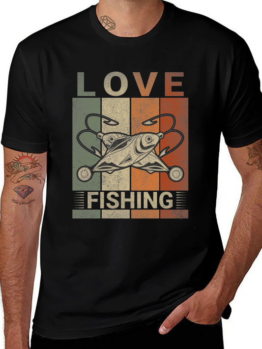 Love Fishing Retro Graphic T-Shirt